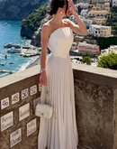 Vestido Longo Off White Plissado Modern Keisy
